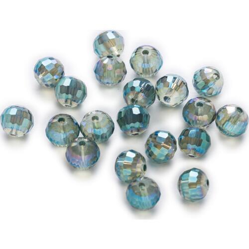 50 Piece Transparent Green 96 Cut Faceted Crystal Glass Spacer Beads For Handmade Bracelet Necklaces DIY Jewelry Making 6-10mm