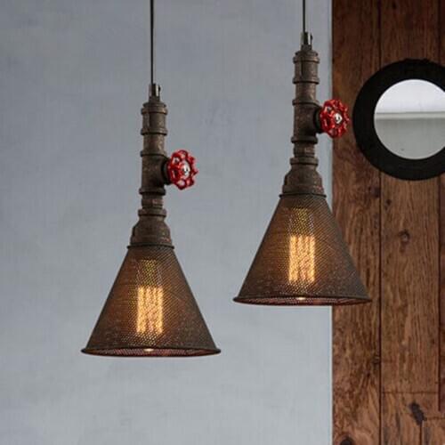 Rust Iron Pipe Loft Style Pendant Lights Vintage Industrial Fixtures Retro Hanging Lamp Living Room Decoration Lampara Colgante