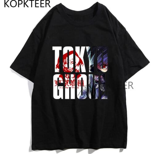Tokyo Ghoul T-shirt Japanese Anime Harajuku Ulzzang Print Tops Round Neck Streetwear Hip Hop Summer Short Sleeve Casual T-shirts