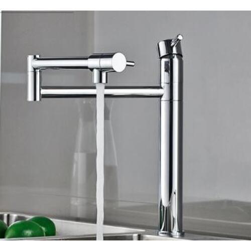 Rotating Basin faucet brass bathroom faucet luxury Chrome Foldable kitchen sink faucet heightened water tap tall sink faucet