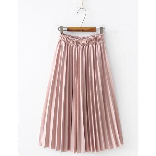 2019 Summer New Women Fashion Skirts High Waist Elascity Casual Solid Pleated Chiffon Party Skirt