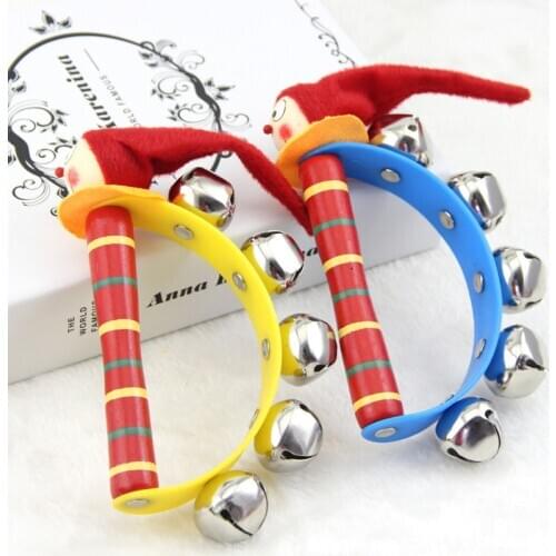 1PC Cute Cartoon Wooden Shaking Handbell Rattle Sound Toy Musical Instrument Gift Baby Kid Children Funny Education Musical Toys