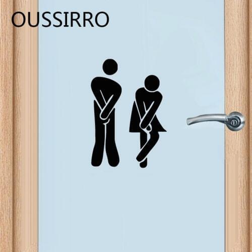 1Pcs Funny Toilet Entrance Sign Decal PVC Stickers Wall Stickers Men And Women Toilet Door Paste Wall Decorations Toilet Sticker