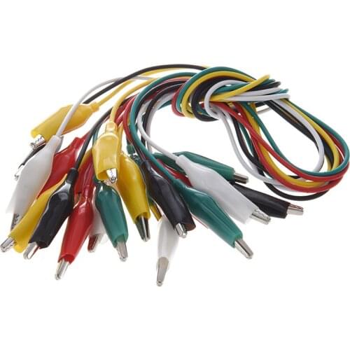 10 Pcs 5-Color Double Ended Alligator Clips Test Lead Jumper Wire 48cm 1.6 Ft