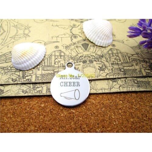 10pcs--stainless steel charms " CHEER" 5 style for choosing DIY Charms Pendants