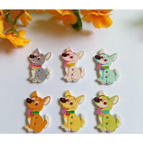 120Pcs Mixed Colorful dog Buttons Sewing for Craft Decorative wooden Buttons Scrapbooking DIY Accessories 22*37mm