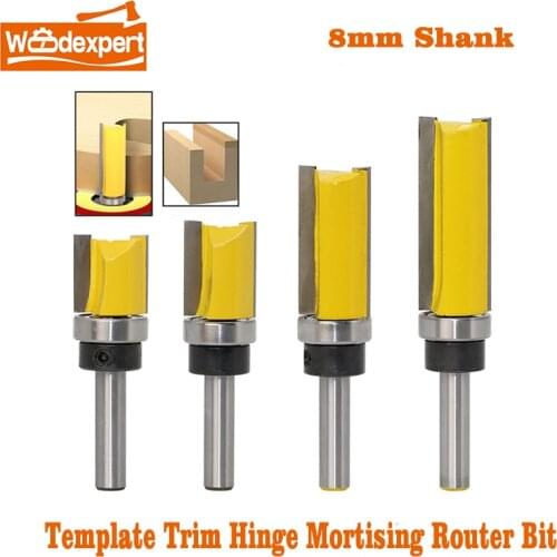 4PCS 8mm Shank Flush Trim Router Bit,Carbide Template Bottom Bearing Cutter for Wood Milling Machine