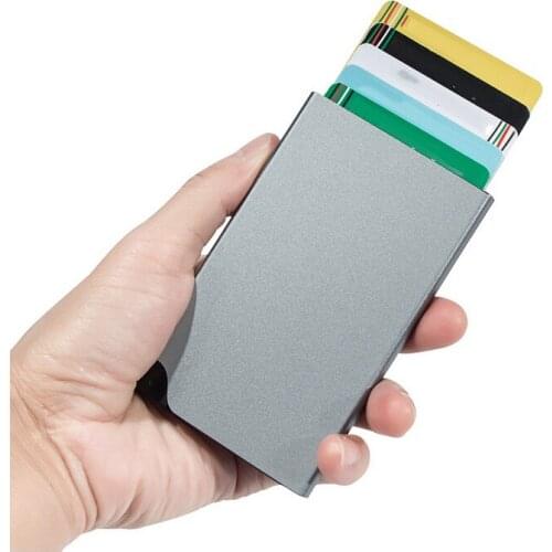 Anti-degaussing Credit Card Holder Aluminum alloy Non-scan Metal Wallet Male Business Card Holder Carteira Masculina Billetera