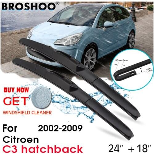 Car Wiper Blade Front Window Windscreen Windshield Wipers Blades Auto Accessories For Citroen C3 hatchback 24"+18" 2002-2009