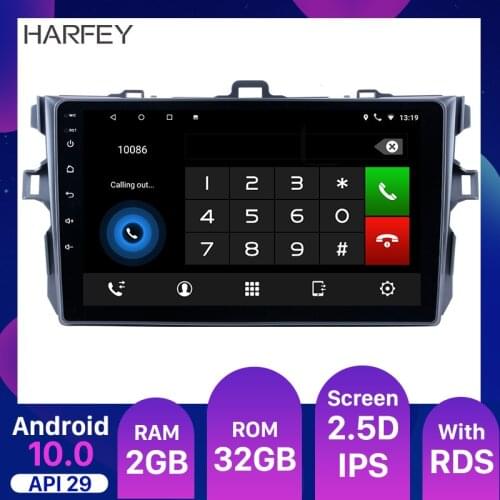 Harfey 9" Car Multimedia 2GB RAM Android 10.0 Car GPS Radio Stereo Player For 2006 2007 2008 2009-2012 Toyota Corolla Head unit