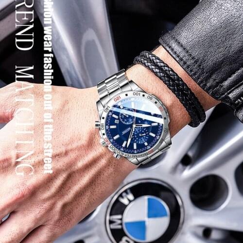 BELUSHI Mens Watches Top Brand Luxury 2021 Big Dial Sport Chronograph Watch For Men Waterproof Luminous Quartz Watch Men Casual