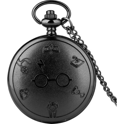 Harajuku Clock Flash Glasses Chain Pocket Watch Orange Lightning Glasses Dial Analog Necklace Graphic Chain Art Antique for Men