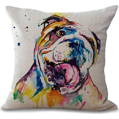Lovely Animals Colorful Dog Pet Printed French Bulldog Throw Pillow Cushion Cover Case Decoration For Sofa Home Capa Almofadas