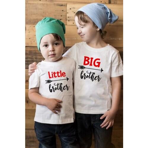 Kids Short Sleeve Casual T-shirt Tops Outfits Baby Boy Tees Shirts Clothes 1pcs Big/Little Brother Family Matching Clothes