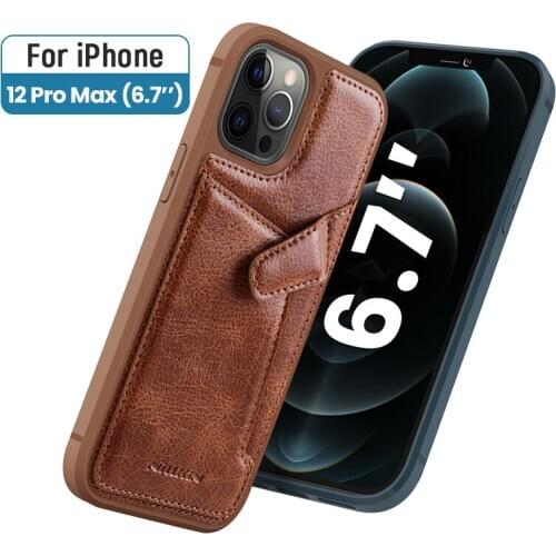 For iphone 12 case luxury 6.1'' Nillkin PU Leather Card Bag Wallet Protector Back Cover Case for iPhone 12 Pro Max case 6.7