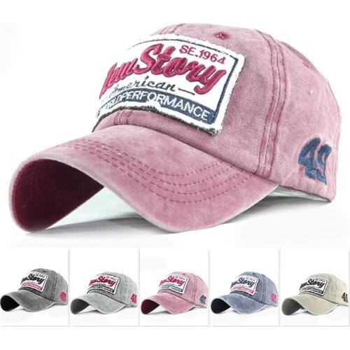 Cotton washed baseball cap embroidered hat womens spring and summer fashionable baseball cap solid color cap for lovers