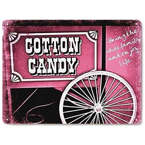 Cotton Candy Stand Metal Sign Circus Carnival Vintage Style Wall Decor