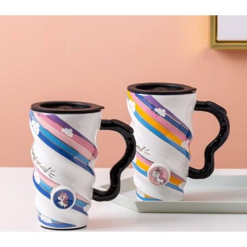 Coffee Mug Creative Ceramic Unicorn Breakfast Juice Milk Tea Cup With Handle Personalized Household Office Drinkware Couple Gift