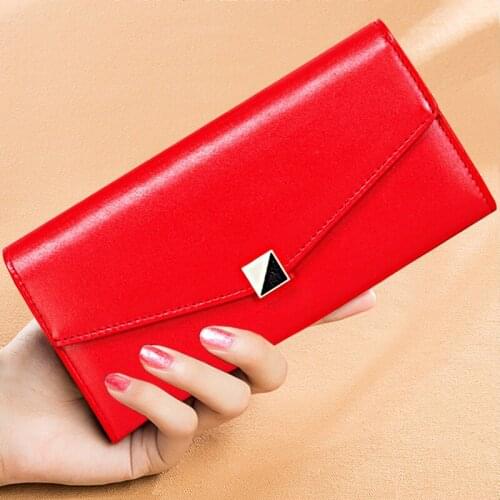 RFID Cow Leather Women Clutch Wallet Long Style LadiesCoin Purse Portomonee Clamp for Phone Bag Girls Handy Purse Quality Design