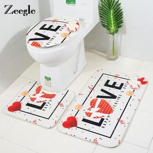 Zeegle Bathroom Mats Anti Slip Bathroom Carpet Set Flannel Doormat Bathroom Floor Mats Washable Mat For Toilet Bath Rugs