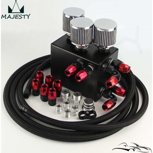 Power Driven Oil Catch Can / Breather Tank Race Hose Kit for H**onda A**cura VTEC BK