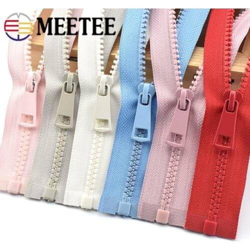 Meetee 2/5pcs 70/90cm 5# Resin Zipper Open-End Auto Lock Zips for Down Jacket Sewing Zippers DIY Garment Zip Accessories ZA451