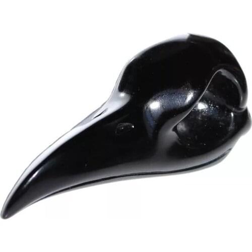 MOKAGY 90mm-100mm Hand Carved Obsidian Quartz Stone Crystal Crow Skulls 1pc