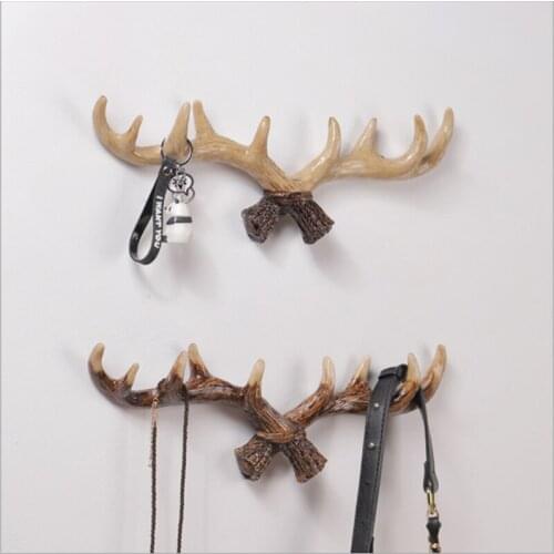 Resin Wall Hooks Hanger Wall Storage Holder Behind Door Antlers Hanging Bag Key Decoration Clothes Rack Christmas Reindeer