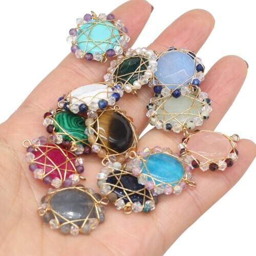 Natural Gems Pendant Alloy Necklace Earring Accessories for Charms Pendant Jewelry Making DIY Reiki Heal Gift for Women