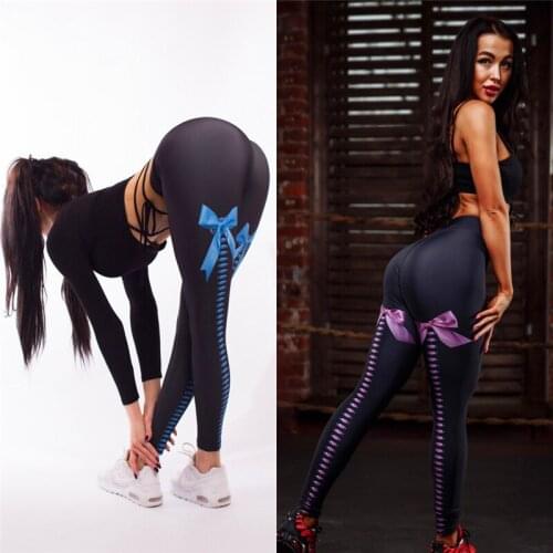 2021 New Bow Digital Printing Leggings High Elastic Yoga Pants Women Yoga Leggings Sports Pants Workout Gym Running Leggings
