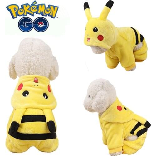 Pokemon Pikachu Pet Clothes Dog Warm Clothes Puppy Cartoon Costume Halloween Coat Doggy Apparel Keep Warm Dog Clothes Pet Clothe
