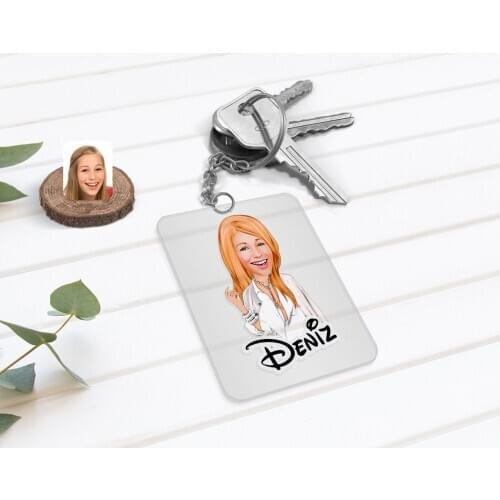 Personalized Women 'S Model Caricature Of Transparent Plexiglass Anahtarlık-2