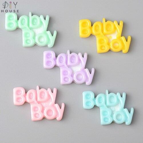 10/20/50Pcs English Letters Baby Boy Flatback Planar Resin Color DIY Craft Supplies Arts Phone Shell Decor Material Accessories