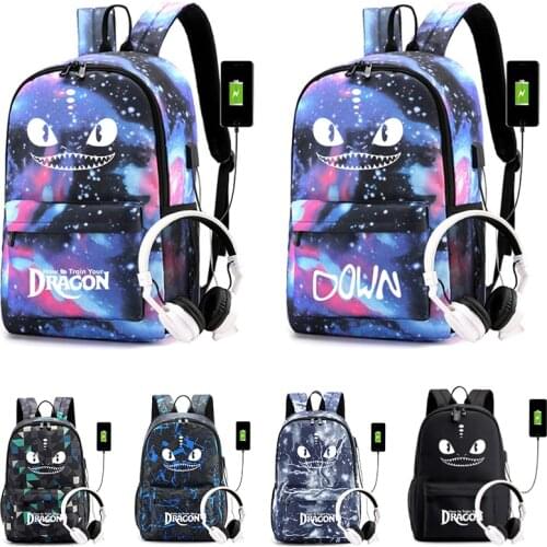 Anime Pattern USB Backpack Women Men Teenager School Bag Women USB Travel Rucksack Large Mochila Escolar schoolbag
