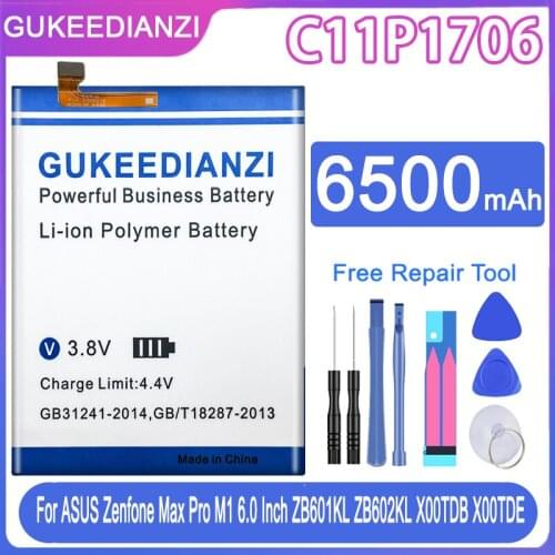 GUKEEDIANZI Replacement Battery C11P1706 6500mAh For ASUS Zenfone Max Pro M1 6.0 Inch ZB601KL ZB602KL X00TDB X00TDE