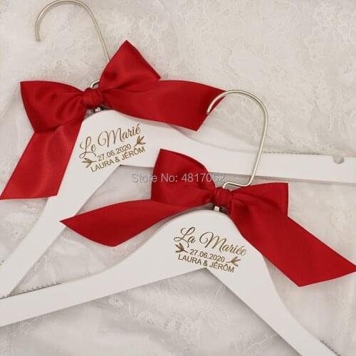 Custom Wedding Hanger - Engraved White Hanger Message