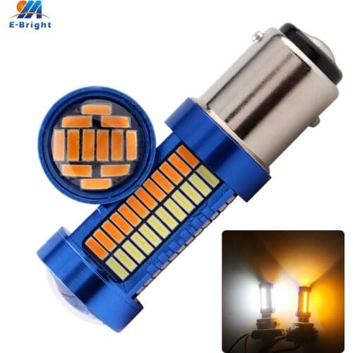 2PCS 1157 2057 2357 1154 7528 LED Bulb Daytime Running Lights Turn Signal White/Amber Switchback Dual Colors P21/5W 4014 108 SMD