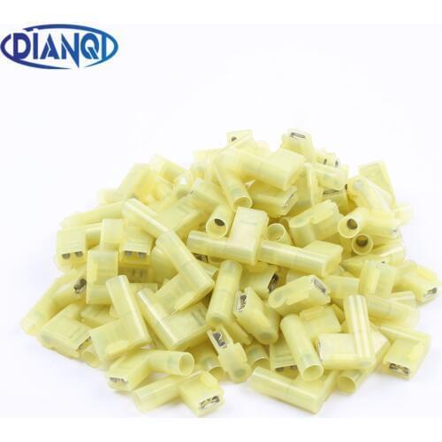 DIANQI Terminals FLDNY5-250 FLDNY5.5-250 Nylon brass Flag Female Terminal insulated WIRE CONNECTORS 20PCS AWG12-10 4-6mm2 FLDNY