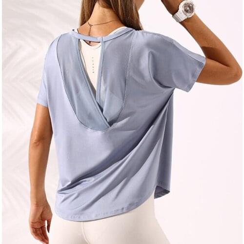 Yoga Top Loose Quick Dry Tank Top Women Gym Open Back T-shirt Fitness Female Casual Workout Sports Shirt Woman T-shirts Clothing