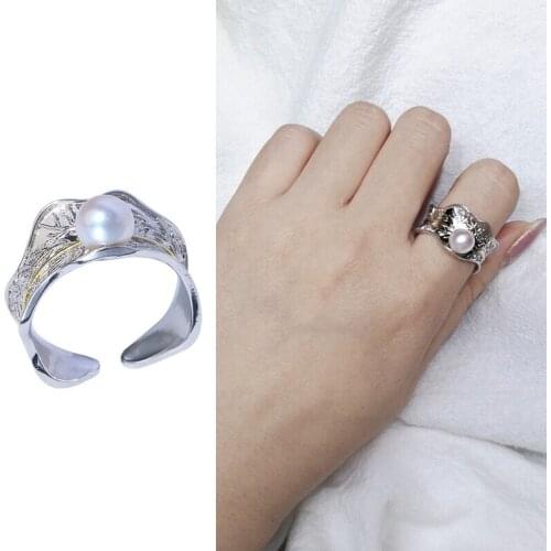 Gorgeous Real Freshwater Pearl Ring Adjustable Finger Ring Free Size Ring Jewelry Nice Party Gift 10pcs/lot