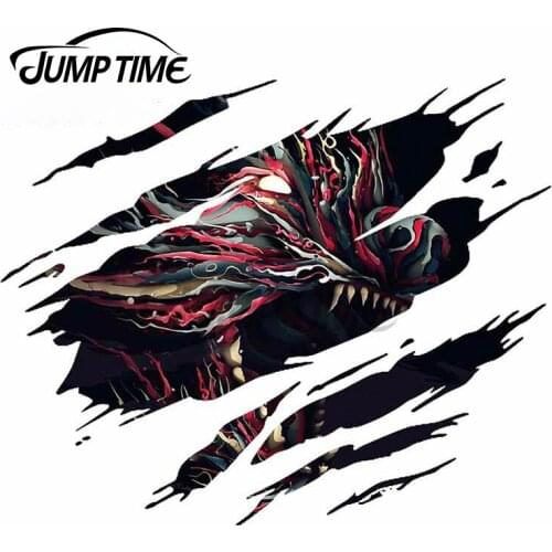 Jump Time 13 x 10.9cm Abstract Growling Wolf Car Stickers Vinyl Material Anime Decal Graphics Waterproof Windshield Trunk Decor