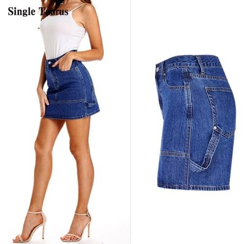 INS Sexy Push Up Pencil Skinny Jeans Skirts Streetwear High Waist Stitching Design Slim Mini Denim Blue Faldas Mujer Moda Summer