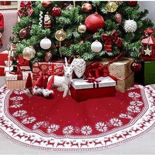 Christmas Tree Skirt Knitted Tree Skirt Apron Christmas Tree Skirt Knitted Snowflake Deer Christmas Gifts