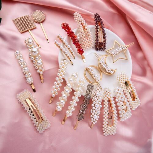 Kissme Hair Pins 20 Styles Simulated Pearl Hair Clips Korean Hair Jewelry New Alloy Moon Star Geometic Wedding Hair Accessories