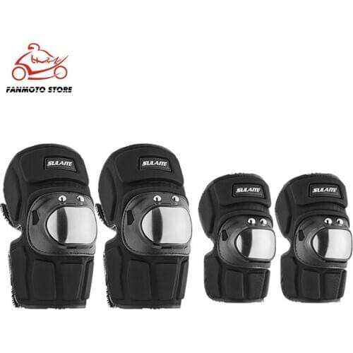 4pcs Elbow Knee Protector Stainless Steel EVA Shin Guard Motorcycle Kneepads Motorbike Motocross Mtb Bike Downhill Knee Support