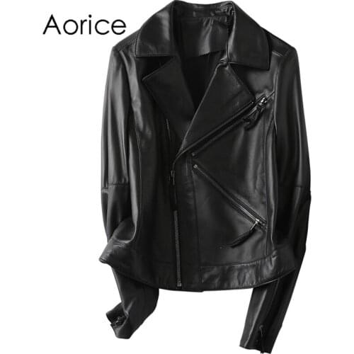 Aorice Winter Spring Women Genuine Real SheepSkin Leather Jacket Coats Trench Suit Clothing A21509