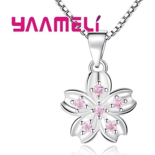 Women Birthday Party Best Gift Flower Pendant Necklace For Sale 925 Sterling Silver Luxury Beautiful Jewelry Necklaces