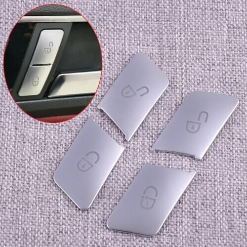1Set ABS Silver Door Unlock Button Cover Stickers Trim Decoration Fit For Mercedes Benz C W204 2007-2014 E W212 2010-2015