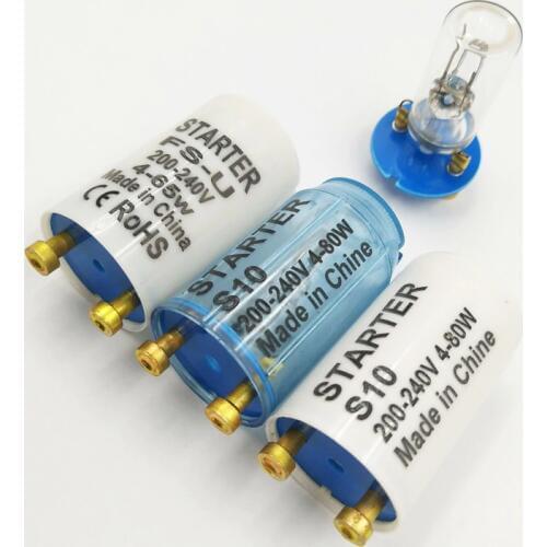 10pcs Fuse Starter S10 For 4-80W 180-250VAC Fluorescent tube Lamp Fuse Electronic Starter the Fluorescent Lamp Starters CE ROHS