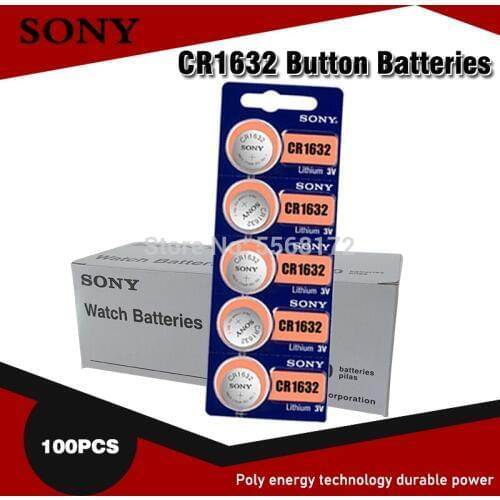 100pcs Sony 100% Original CR1632 Lithium Battery For Watch Car Key Remote Comtrol cr 1632 ECR1632 GPCR1632 3v Button Coin Cell